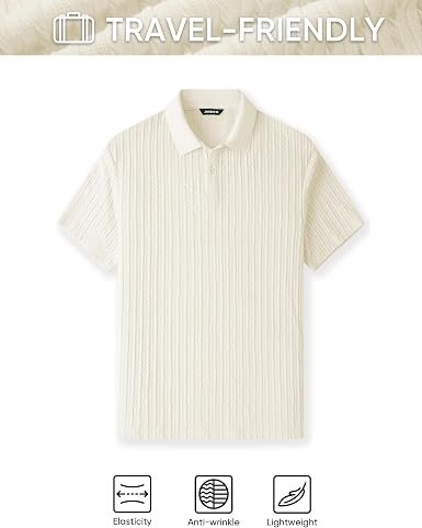 JMIERR Men's Textured Polo Shirt Short Sleeve-001 - Image 2
