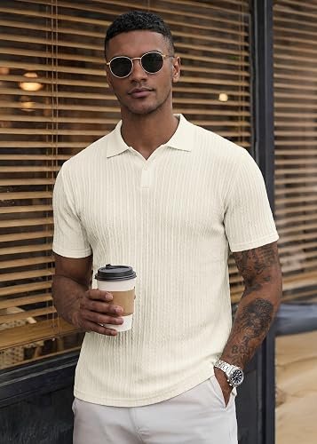 JMIERR Men's Textured Polo Shirt Short Sleeve-001 - Image 3
